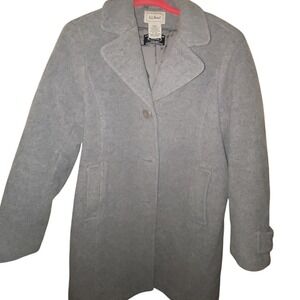 L.L.Bean Wool Blend Coat Bollandi Italian Fabric‎ Gray Petite Size 12